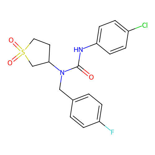 3-(4-Chlorophenyl)-1-(1,1-dioxidotetrahydrothiophen-3-yl)-1-(4-fluorobenzyl)urea structure