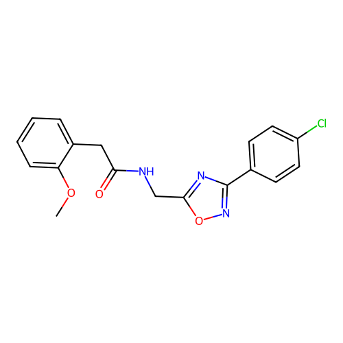 N-[[3-(4-chlorophenyl)-1,2,4-oxadiazol-5-yl]methyl]-2-(2-methoxyphenyl)acetamide structure