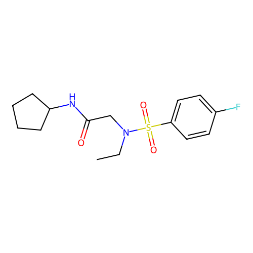 N-cyclopentyl-2-[ethyl-(4-fluorophenyl)sulfonylamino]acetamide structure