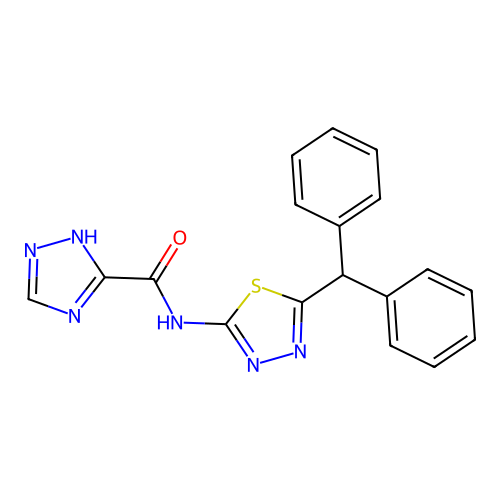 N-(5-benzhydryl-1,3,4-thiadiazol-2-yl)-1H-1,2,4-triazole-3-carboxamide structure