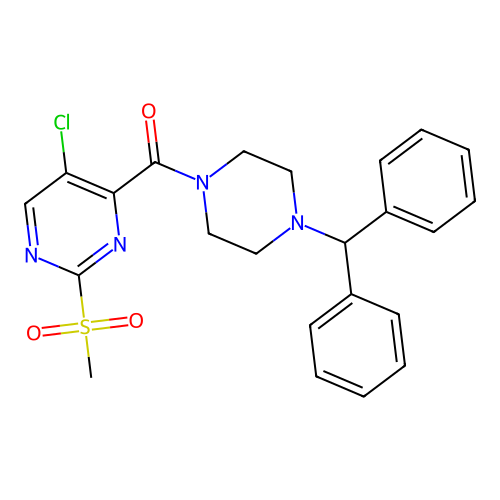 (4-Benzhydrylpiperazin-1-yl)-(5-chloro-2-methylsulfonylpyrimidin-4-yl)methanone structure