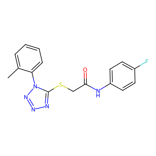 N-(4-fluorophenyl)-2-[1-(2-methylphenyl)tetrazol-5-yl]sulfanylacetamide structure