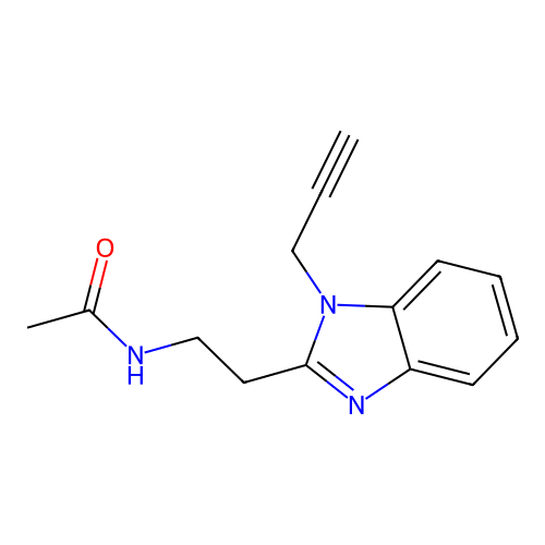 N-[2-(1-prop-2-ynylbenzimidazol-2-yl)ethyl]acetamide structure
