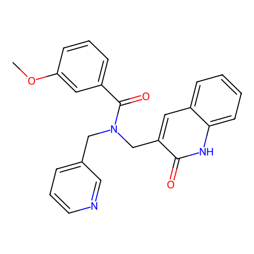 3-methoxy-N-[(2-oxo-1H-quinolin-3-yl)methyl]-N-(pyridin-3-ylmethyl)benzamide structure