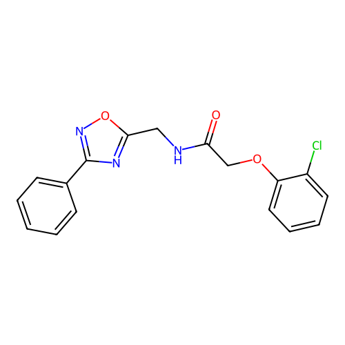 2-(2-chlorophenoxy)-N-[(3-phenyl-1,2,4-oxadiazol-5-yl)methyl]acetamide structure