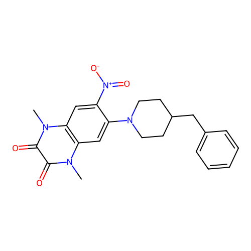 6-(4-Benzylpiperidin-1-yl)-1,4-dimethyl-7-nitroquinoxaline-2,3-dione structure