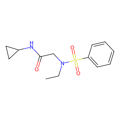 2-[benzenesulfonyl(ethyl)amino]-N-cyclopropylacetamide structure