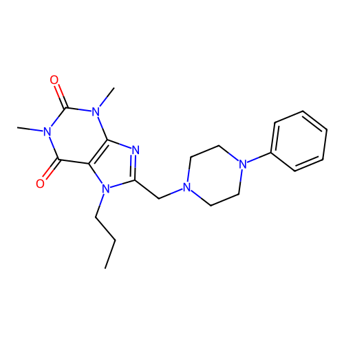 1,3-dimethyl-8-[(4-phenylpiperazin-1-yl)methyl]-7-propyl-3,7-dihydro-1H-purine-2,6-dione structure
