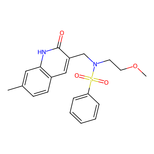 N-(2-methoxyethyl)-N-[(7-methyl-2-oxo-1H-quinolin-3-yl)methyl]benzenesulfonamide structure