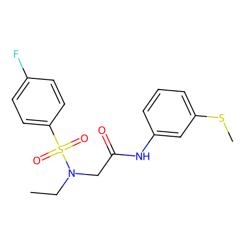 2-[ethyl-(4-fluorophenyl)sulfonylamino]-N-(3-methylsulfanylphenyl)acetamide structure