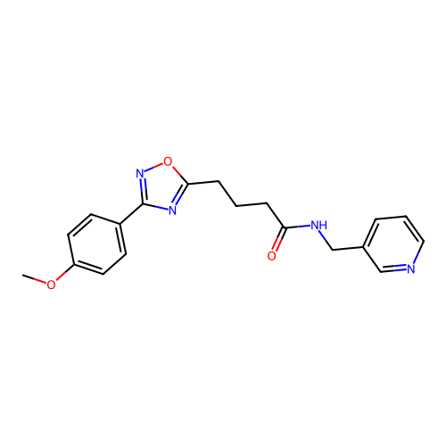 4-[3-(4-methoxyphenyl)-1,2,4-oxadiazol-5-yl]-N-(pyridin-3-ylmethyl)butanamide structure