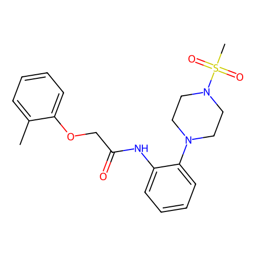 2-(2-methylphenoxy)-N-[2-(4-methylsulfonylpiperazin-1-yl)phenyl]acetamide structure