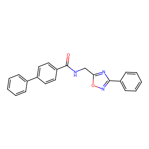 4-phenyl-N-[(3-phenyl-1,2,4-oxadiazol-5-yl)methyl]benzamide structure