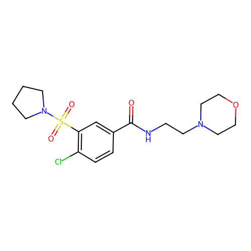 4-chloro-N-[2-(morpholin-4-yl)ethyl]-3-(pyrrolidin-1-ylsulfonyl)benzamide structure