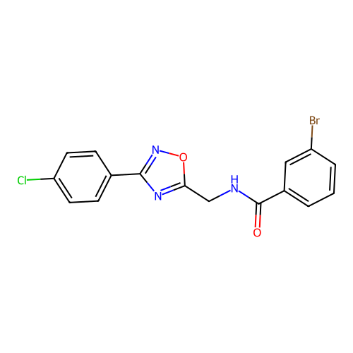 3-bromo-N-[[3-(4-chlorophenyl)-1,2,4-oxadiazol-5-yl]methyl]benzamide structure