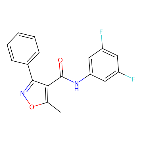 N-(3,5-difluorophenyl)-5-methyl-3-phenyl-1,2-oxazole-4-carboxamide structure
