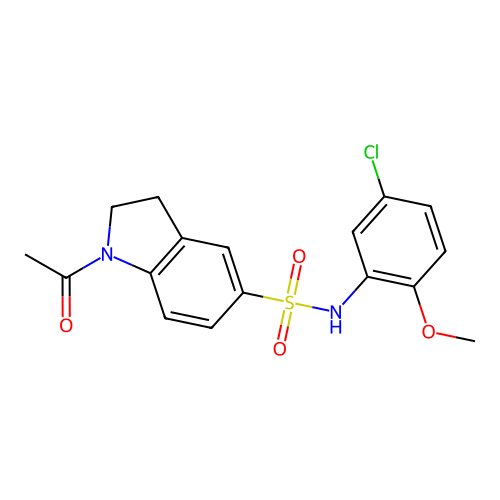 1-acetyl-N-(5-chloro-2-methoxyphenyl)-2,3-dihydroindole-5-sulfonamide structure