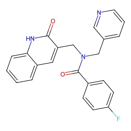 4-fluoro-N-((2-hydroxyquinolin-3-yl)methyl)-N-(pyridin-3-ylmethyl)benzamide structure
