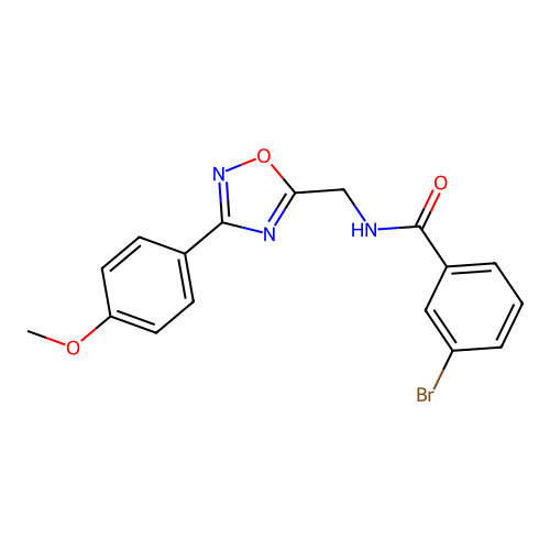 3-bromo-N-{[3-(4-methoxyphenyl)-1,2,4-oxadiazol-5-yl]methyl}benzamide structure
