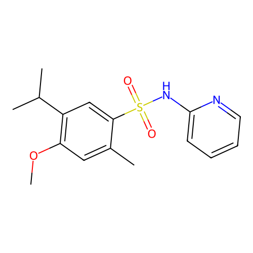 5-isopropyl-4-methoxy-2-methyl-N-(2-pyridinyl)benzenesulfonamide structure