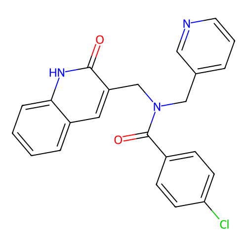4-chloro-N-[(2-hydroxyquinolin-3-yl)methyl]-N-(pyridin-3-ylmethyl)benzamide structure