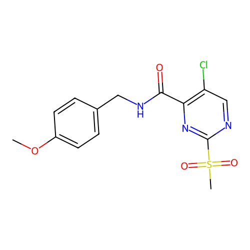 5-chloro-N-[(4-methoxyphenyl)methyl]-2-methylsulfonylpyrimidine-4-carboxamide structure