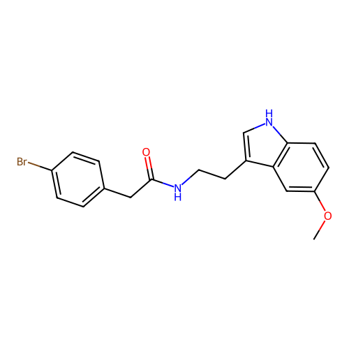 2-(4-bromophenyl)-N-[2-(5-methoxy-1H-indol-3-yl)ethyl]acetamide structure