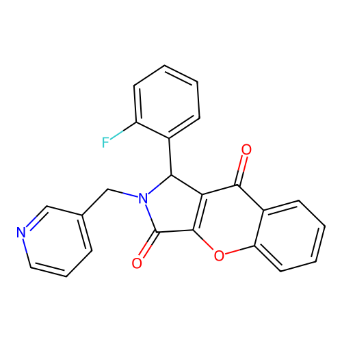 1-(2-fluorophenyl)-2-(pyridin-3-ylmethyl)-1,2-dihydrochromeno[2,3-c]pyrrole-3,9-dione structure