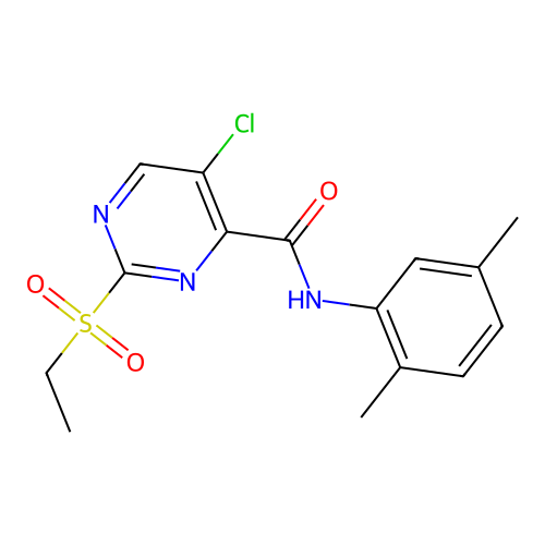 5-chloro-N-(2,5-dimethylphenyl)-2-ethylsulfonylpyrimidine-4-carboxamide structure