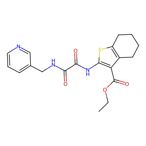 ethyl 2-[[2-oxo-2-(pyridin-3-ylmethylamino)acetyl]amino]-4,5,6,7-tetrahydro-1-benzothiophene-3-carboxylate structure