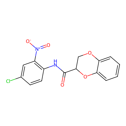 N-(4-chloro-2-nitrophenyl)-2,3-dihydro-1,4-benzodioxine-2-carboxamide structure