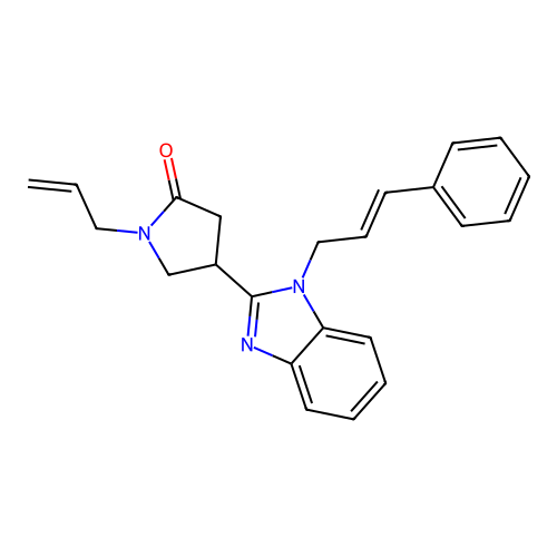 (E)-1-allyl-4-(1-cinnamyl-1H-benzo[d]imidazol-2-yl)pyrrolidin-2-one structure