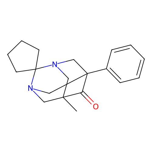 5'-methyl-7'-phenyl-1',3'-diazaspiro[cyclopentane-1,2'-tricyclo[3.3.1.1~3,7~]decan]-6'-one structure