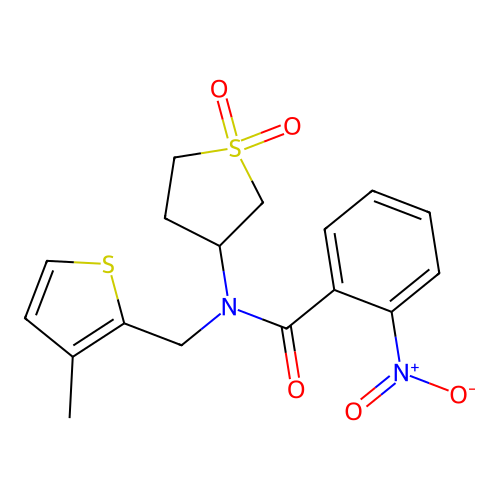 N-(1,1-dioxothiolan-3-yl)-N-[(3-methylthiophen-2-yl)methyl]-2-nitrobenzamide structure