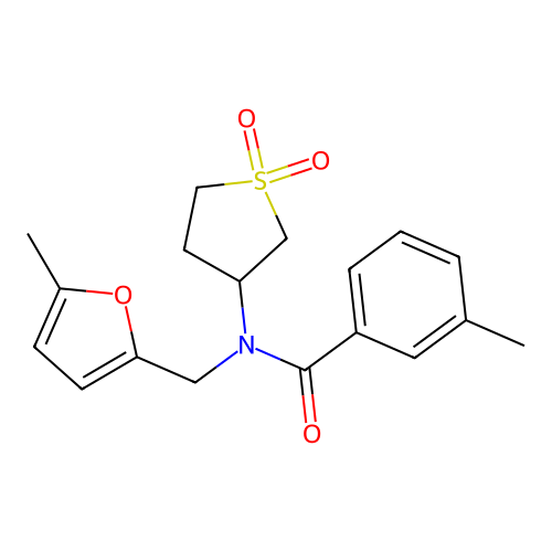 N-(1,1-dioxidotetrahydrothiophen-3-yl)-3-methyl-N-[(5-methylfuran-2-yl)methyl]benzamide structure