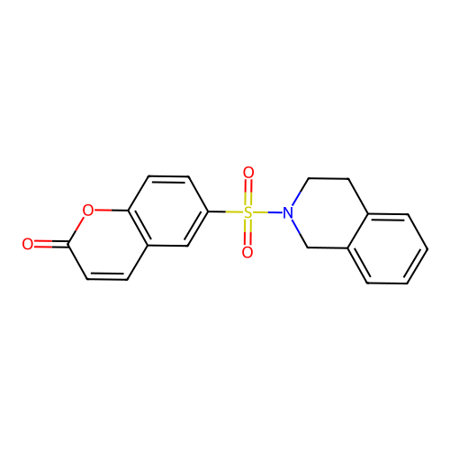 6-(1,2,3,4-tetrahydroisoquinoline-2-sulfonyl)-2H-chromen-2-one structure