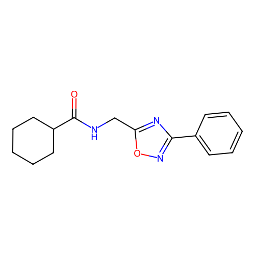 N-[(3-phenyl-1,2,4-oxadiazol-5-yl)methyl]cyclohexanecarboxamide structure
