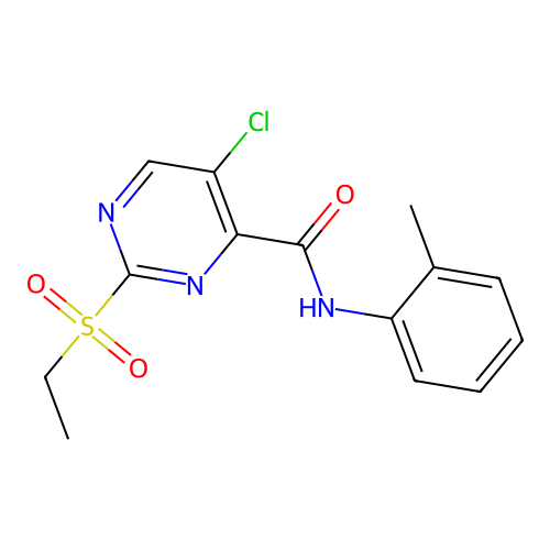 5-chloro-2-ethylsulfonyl-N-(2-methylphenyl)pyrimidine-4-carboxamide structure
