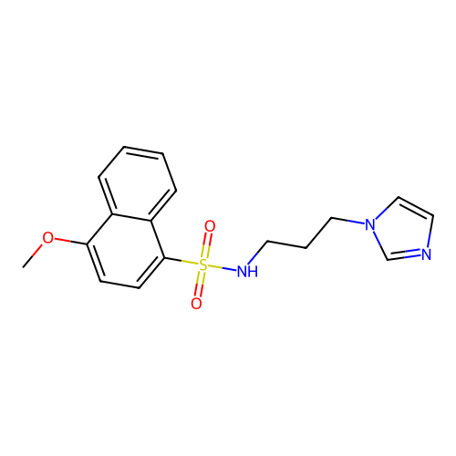 N-[3-(1H-imidazol-1-yl)propyl]-4-methoxynaphthalene-1-sulfonamide structure