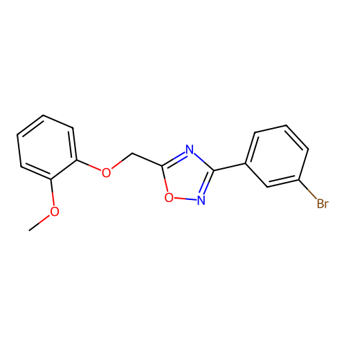 3-(3-Bromophenyl)-5-[(2-methoxyphenoxy)methyl]-1,2,4-oxadiazole structure