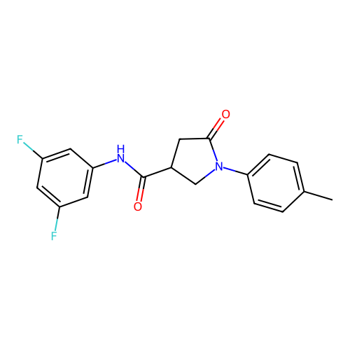 N-(3,5-difluorophenyl)-1-(4-methylphenyl)-5-oxopyrrolidine-3-carboxamide structure