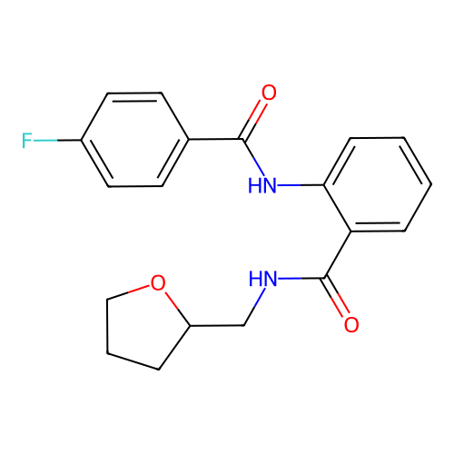 2-[(4-fluorobenzoyl)amino]-N-(oxolan-2-ylmethyl)benzamide structure