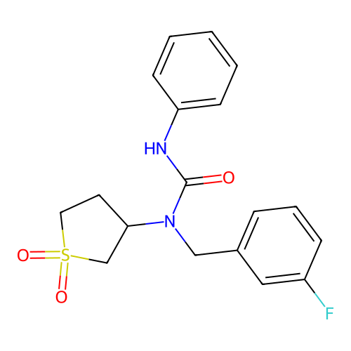1-(1,1-Dioxidotetrahydrothiophen-3-yl)-1-(3-fluorobenzyl)-3-phenylurea structure