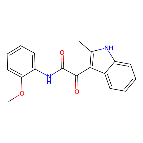 N-(2-methoxyphenyl)-2-(2-methyl-1H-indol-3-yl)-2-oxoacetamide structure
