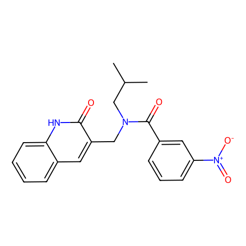 N-(2-methylpropyl)-3-nitro-N-[(2-oxo-1H-quinolin-3-yl)methyl]benzamide structure