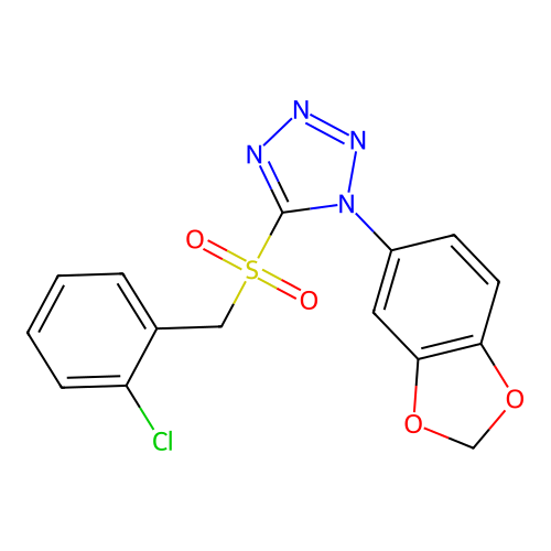 1-(1,3-benzodioxol-5-yl)-5-[(2-chlorobenzyl)sulfonyl]-1H-tetrazole structure