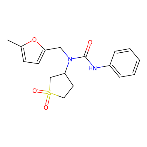 1-(1,1-dioxidotetrahydrothiophen-3-yl)-1-[(5-methylfuran-2-yl)methyl]-3-phenylurea structure