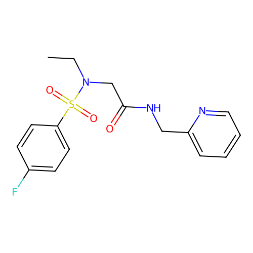 2-[ethyl-(4-fluorophenyl)sulfonylamino]-N-(pyridin-2-ylmethyl)acetamide structure
