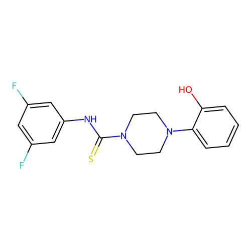 N-(3,5-difluorophenyl)-4-(2-hydroxyphenyl)piperazine-1-carbothioamide structure