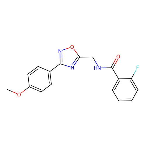 2-fluoro-N-[[3-(4-methoxyphenyl)-1,2,4-oxadiazol-5-yl]methyl]benzamide structure